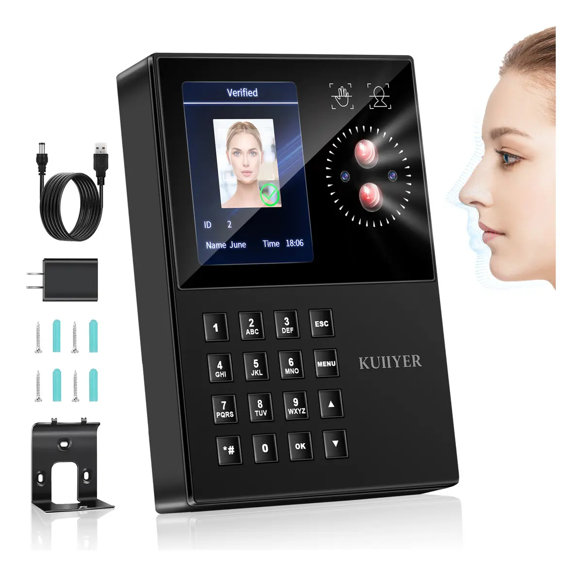 Reloj Checador Biométrico Asistencia Empleados USB Pantalla TFT 2.4